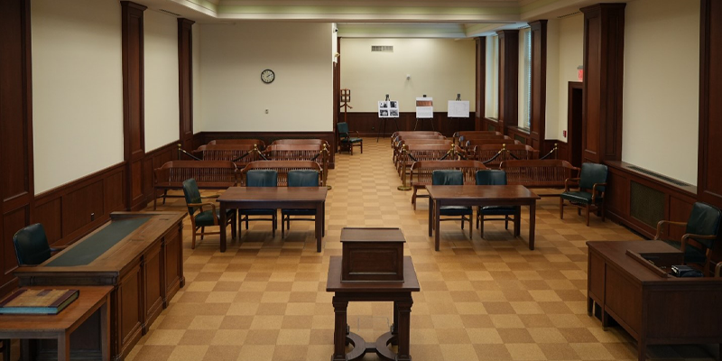 View of courtroom from the front